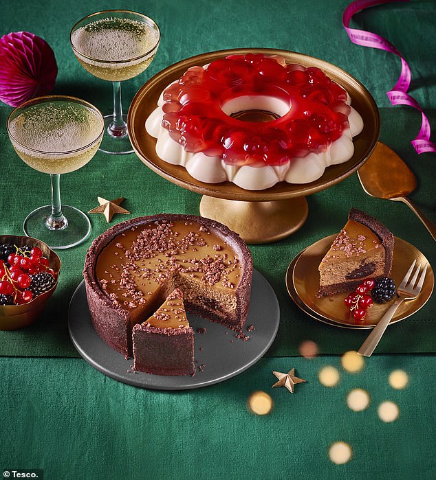 One of the range's standout desserts is the raspberry and prosecco panna cotta wreath (above)