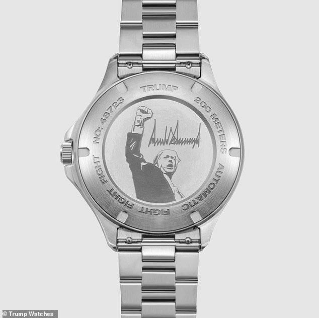 Some watches feature a back with an image of Trump with his fist raised.