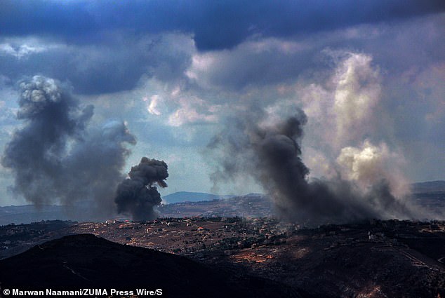 Smoke rises over the site of an Israeli airstrike that targeted the southern Lebanon village of Taibeh this week.