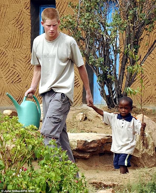 Harry is pictured during his first visit to Lesotho when he was 19, in March 2004.