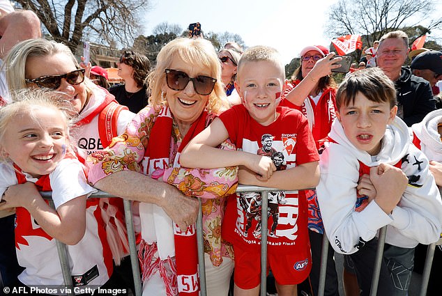 Swans fans made their voices heard at the 2024 AFL Grand Final Parade in Melbourne on Friday (pictured)