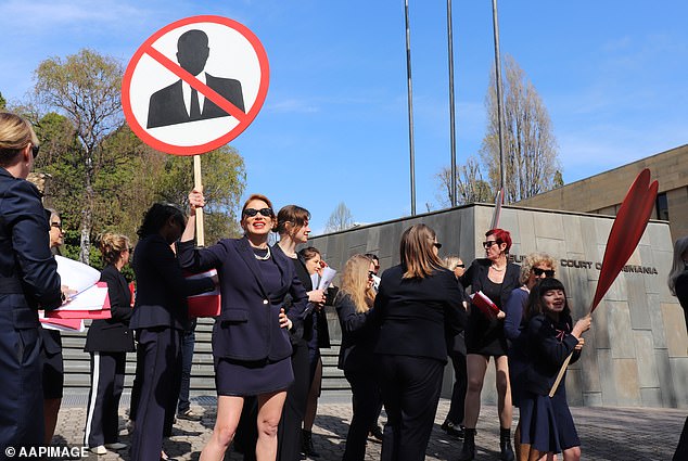 Ms. Kaechele (pictured outside the Supreme Court on Friday) can now legally reopen MONA's Ladies Lounge, but has remained tight-lipped about her plans for the future.