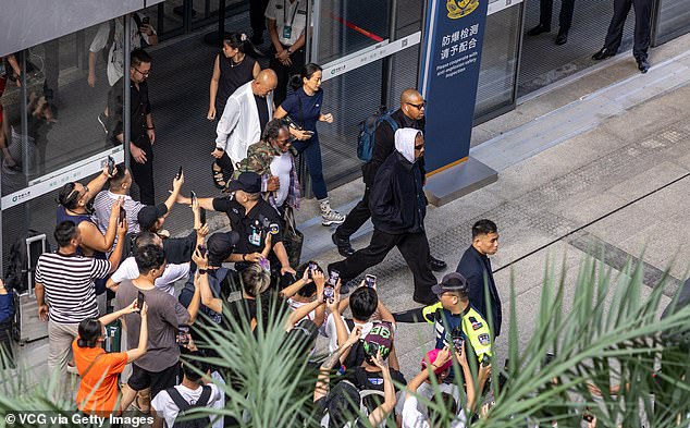 Kanye didn't seem to interact or smile at fans.