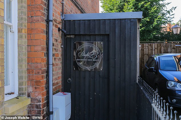 The Studio 23 sign could be seen on the property when MailOnline visited it in Gloucester.