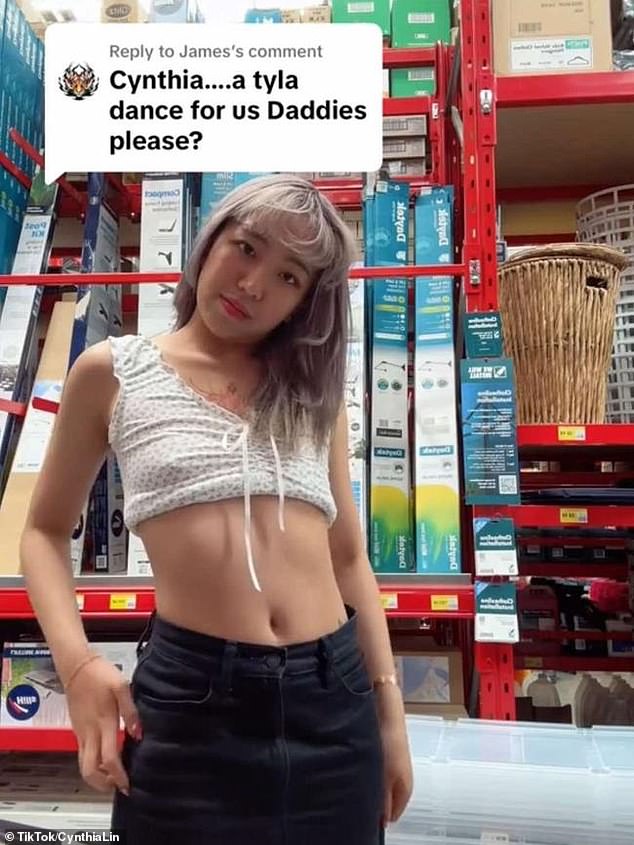 It is understood Bunnings took this drastic measure after customers complained about Ms Lin (pictured Ms Lin filming a video inside a Bunnings store).