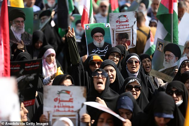 In the capital, after Friday prayers at the University of Tehran, citizens marched towards Inqilap Square with banners in support of the Palestinians and Lebanon.