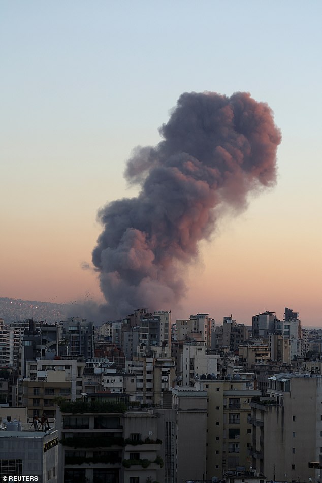 Huge clouds of smoke rose over Beirut this afternoon