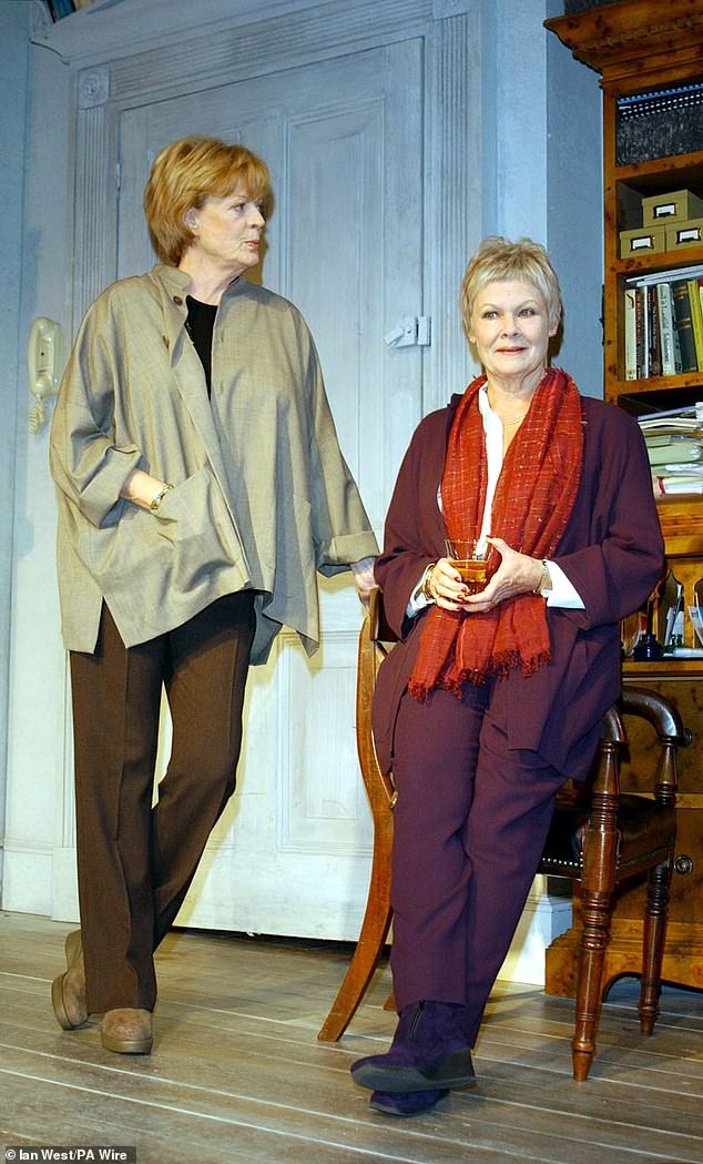 Dame Maggie Smith and Dame Judi Dench during rehearsals for their play 'The Breath of Life' at the Theater Royal Haymarket in London on October 9, 2002.