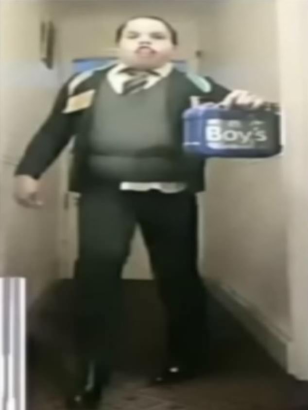 Some of the videos showed this individual 'in disguise' in the hallway of a London terraced house, apparently after arriving home from school.