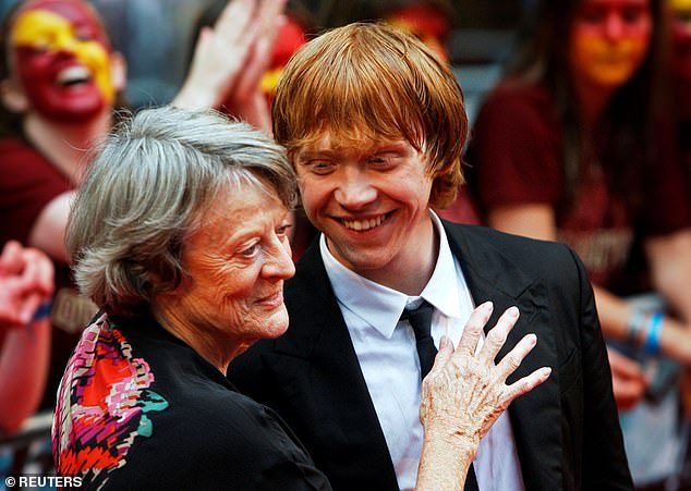 Dame Maggie played Professor Minerva McGonagall in the Harry Potter franchise, while Rupert played Ron Weasley (pictured at a premiere in 2009).