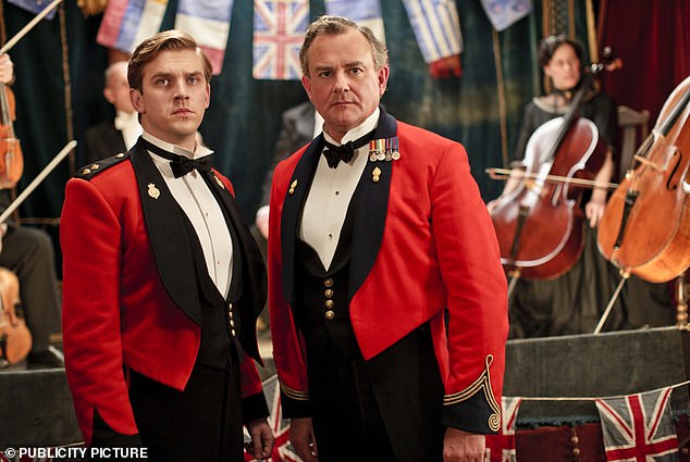 Dan played Matthew Crawley in the period drama (pictured with Hugh)