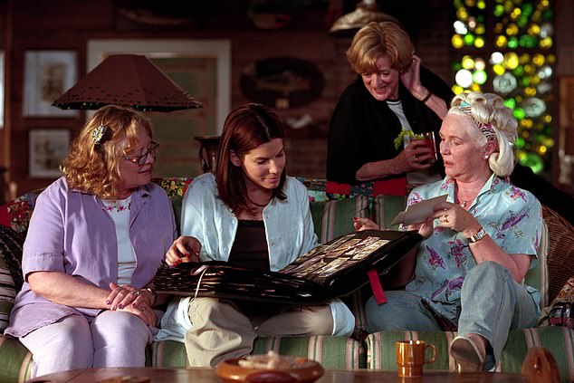 Bullock (second left) had the honor of working alongside Maggie Smith (second right) in the comedy-drama film Divine Secrets Of The Ya-Ya Sisterhood (2002); They appear in a scene with Shirley Knight and Fionnula Flanagan.