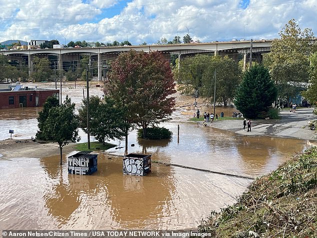 Other images taken in Asheville showed more signs of Helene's destruction.