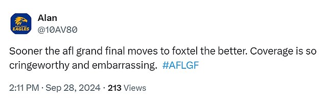 Another supporter pleaded with Foxtel to secure the rights to live AFL grand final coverage.