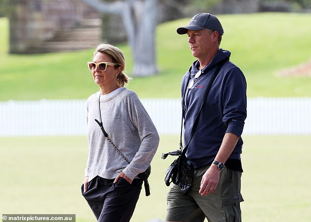 Gardner appeared engrossed in conversation with her husband Tim as she enjoyed a sunny day in the affluent area of ​​Sydney.