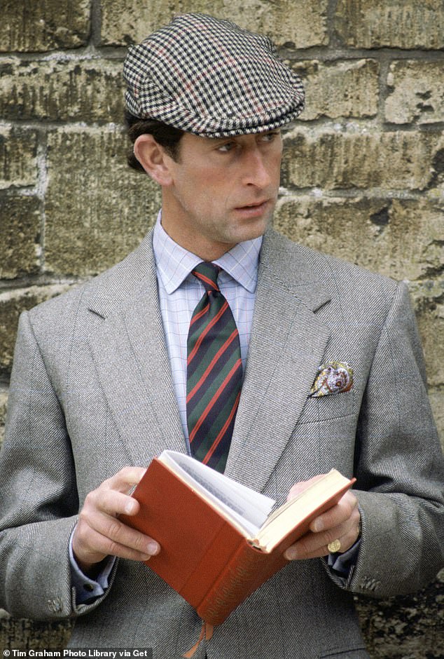 Hatchards is 'invited' to provide copies of the latest books, before the publication date, always in hardcover. Above: Charles reading a book at Badminton Horse Trials, 1980