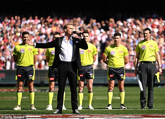 The Gold Coast-born singer, 27, wowed the crowd at Melbourne's MCG when he took to the stage to sing a heartfelt and emotional rendition of Australia's National Anthem.