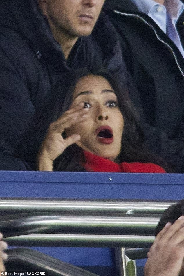 The actress, 58, couldn't contain her emotions during the dramatic football match, raising her arms in the air and covering her eyes as the scenes unfolded.