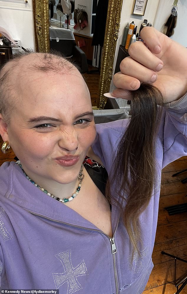 Lydia said she felt more confident after shaving her hair and donating the locks to charity.