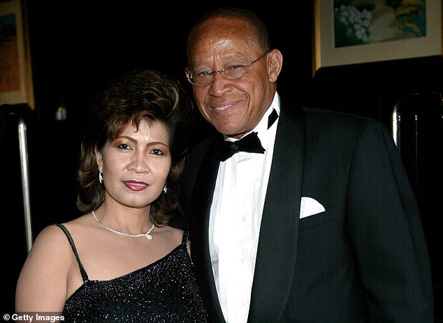 Wilson and his wife at the 2002 Los Angeles Press Club awards ceremony.