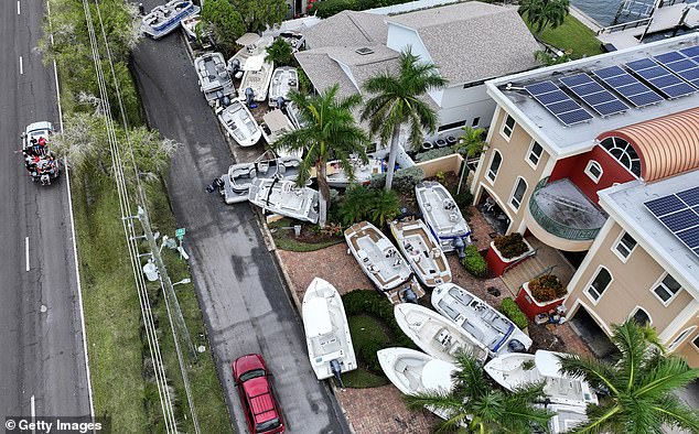 Dozens of boats appeared on the streets of Treasure Island, Florida