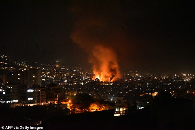 Smoke rises from the site of an Israeli airstrike that targeted a neighborhood in the southern suburb of Beirut early September 28, 2024. The Israeli military said on September 28 that it killed the commander of Hezbollah's missile unit in southern Lebanon in an airstrike, along with his deputy and several other leaders of the Iran-backed movement