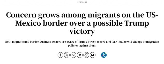 Spanish outlet Diario Público reported over the summer in Tijuana, Mexico, that migrants there were concerned that Trump would end the Biden-Harris administration's migrant screening phone app, CBP One, which can help facilitate flights. to the United States.