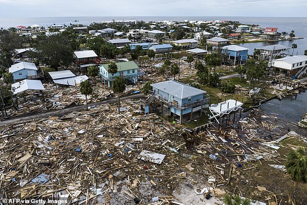 Homes and businesses were destroyed across Florida's Big Bend region (pictured) after Helene made landfall Thursday night.