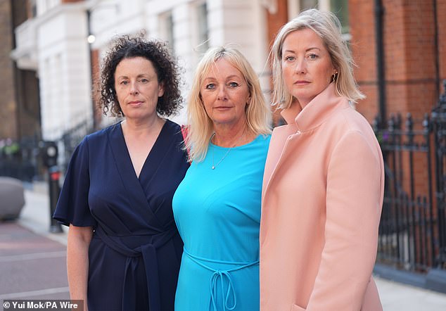 Alleged victim Lindsay Mason (centre) was told she needed to see a doctor before starting work at Harrods, and was given a 