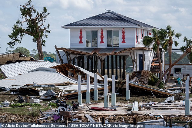 Hurricane Helene destroys a house in Tallahassee