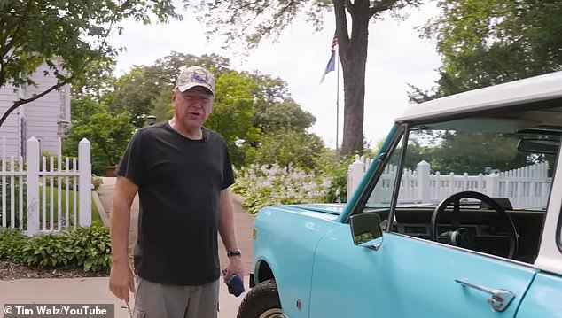 In a video that lasts almost three minutes, the 60-year-old governor of Minnesota can be seen working on his pale blue 1979 International Harvester Scout.