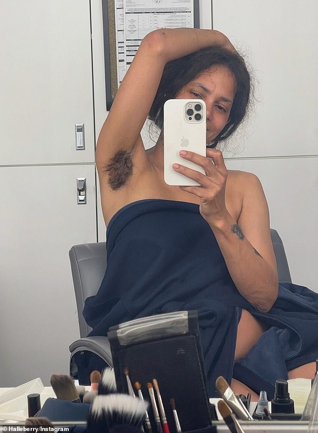 Appealing to her audience of nearly nine million, the 58-year-old actress revealed a series of cosmetic changes she made to transform into character, including sporting fake armpit hair.