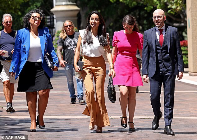 The Fair Work Commission ruled in June that Lattouf was effectively sacked by the national broadcaster and that the matter will be taken to federal court next year (pictured, Lattouf with his lawyers in January).