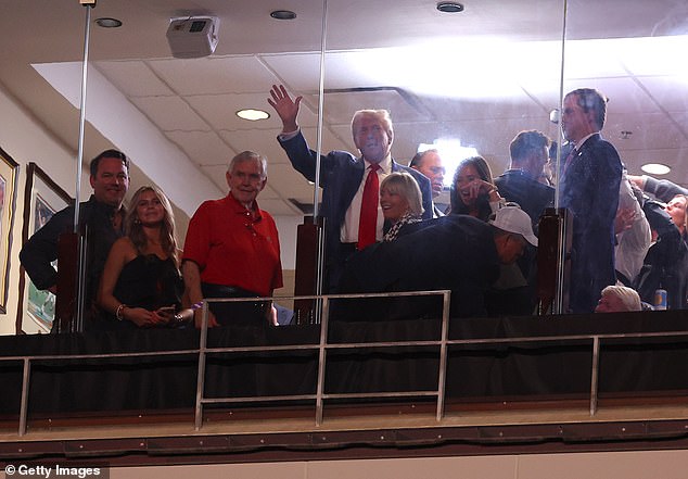 Trump watched during the first quarter of the game between the Alabama Crimson Tide and the Georgia Bulldogs at Bryant-Denny Stadium.