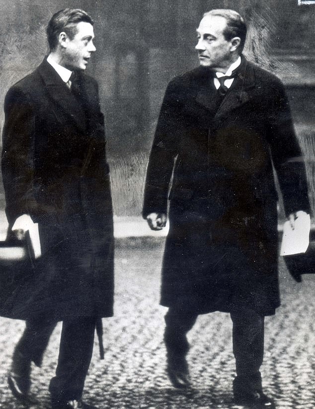 King Edward VIII, then Prince of Wales, seen with Prime Minister Stanley Baldwin in the 1920s