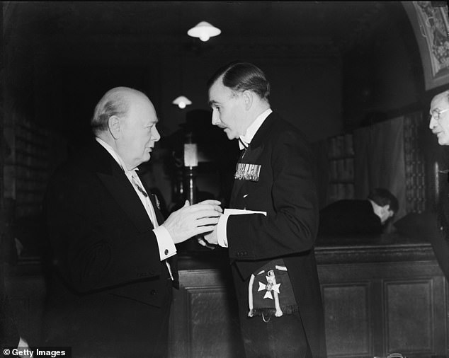 Former Prime Minister Winston Churchill with Alan Lascelles in 1949