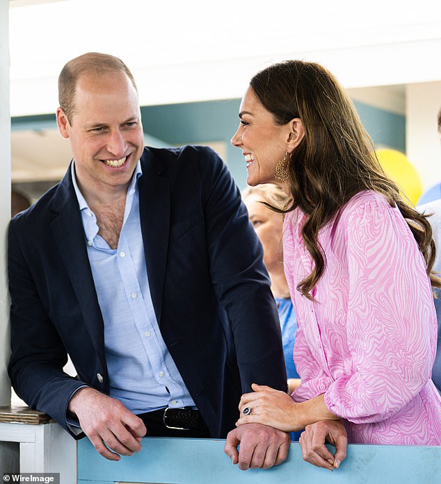 The couple laughs during a visit to the Bahamas in March 2022