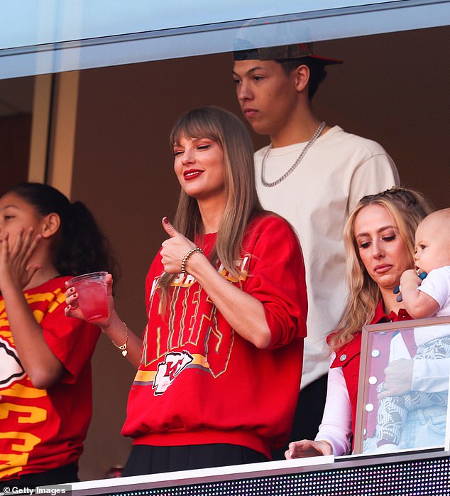 Swift is a regular at Kelce's Chiefs games, but missed the last one in Atlanta a week ago.