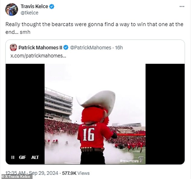 That day, Kelce appeared to be simply watching a college football game with his Kansas City Chiefs teammate.