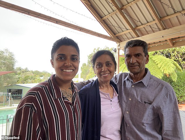 To help her cope with the financial situation, D'Rose's parents, Nilofer and Ashley (pictured together above), let her live at their home in Alexandra Hills, in Brisbane's east.