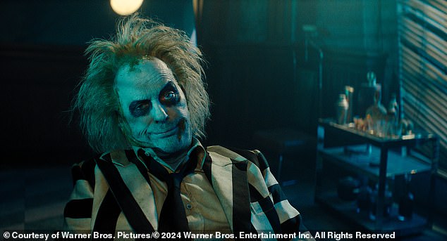 Michael Keaton appears as Beetlejuice as he reprises his role for the 2024 sequel.