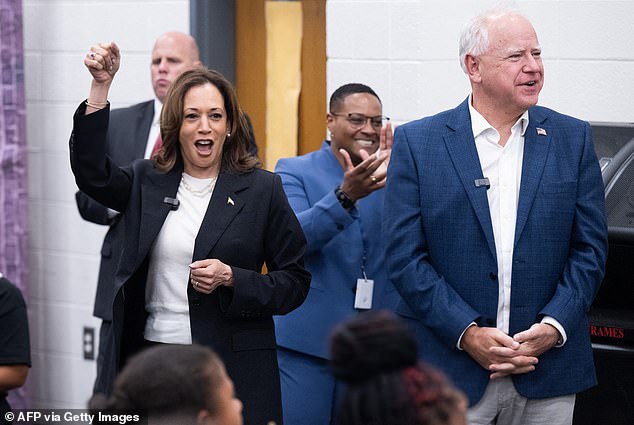 United States Vice President Kamala Harris and her running mate, Minnesota Governor Tim Walz.