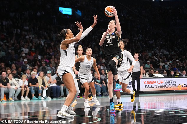 The New York Liberty earned an 87-77 victory over the Las Vegas Aces to go up 1-0 in the series.