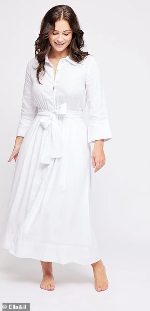 &me Women's Linen Blend Belted Button Down Dress $35