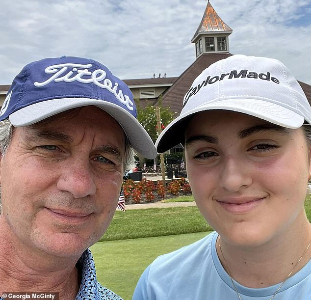 In court papers, it said the McGintys had stated that they did not remember seeing a 'click box' on the date of January 8, 2022. They argued that they believed their daughter Julia (right), then 12 years old, had clicked on it while they were packing. for an upcoming ski trip