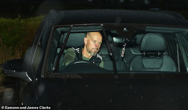 Ten Hag was photographed driving towards United's training ground in Carrington while it was still dark.