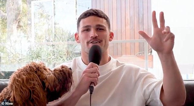 Cleary, pictured with his dog Prince, spoke fondly about the influence Mary has had on his life since they became a couple last year.