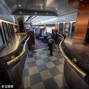 The GWR Night Riviera features a lounge car with snacks and drinks, as seen above