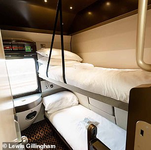 Light breakfasts are included in the price of a Night Riviera compartment (pictured), which Tom says 