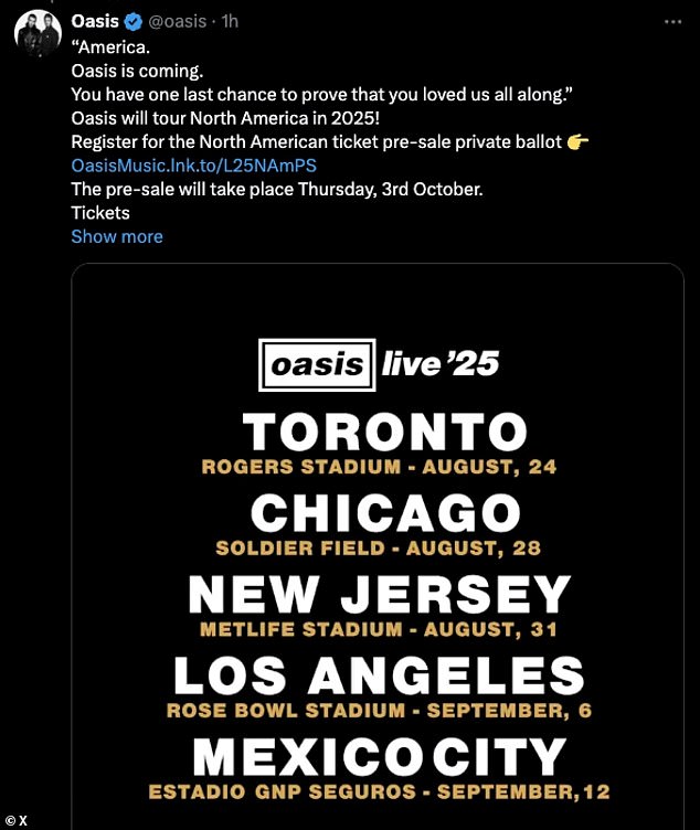 The new dates include Toronto on August 24, Chicago on August 28, New Jersey on August 31, Los Angeles on September 6 and Mexico City on September 12.